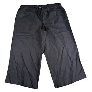 Lauren Ralph Lauren Pants Womens XL Black Wide Leg Crop Linen Blend‎ Drawstring